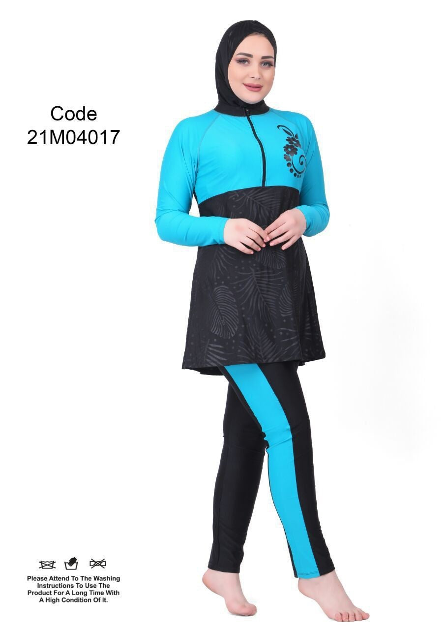 مايوه بوركيني مميز تركواز من 3 قطع